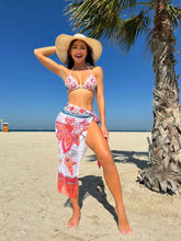 Load image into Gallery viewer, Sexy Print Three Piece Bikini Set High Waist Yarn Skirt Swimsuit
