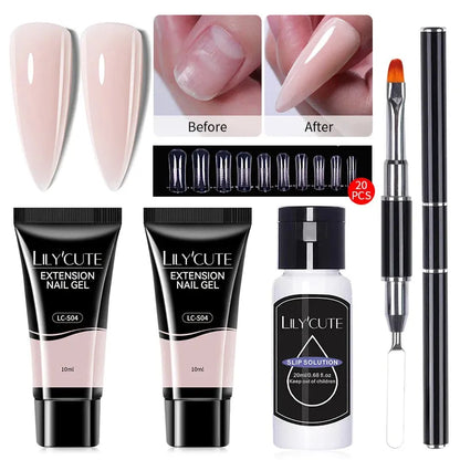 4PCs/Set Nail Extension UV Nail Gels Set Clear Nude Semi-permanent Quick Extension Set Nail Art Acrylic Gel Polish - Shop & Buy