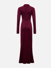 Load image into Gallery viewer, Women Fashion Red Knitted Long Dress Elegant High Collar Long Sleeve Bodycon Maxi Dresses
