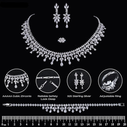 5A Cubic Zirconia 2/4PCS Jewelry Set For Women Wedding Party Luxury Crystal Jewelry Accessories