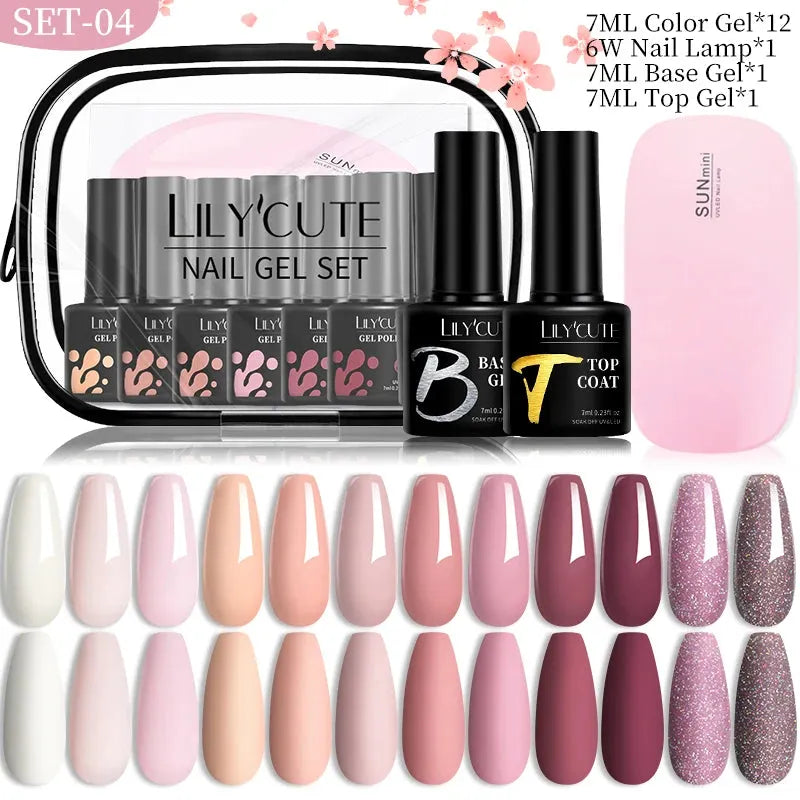 12PCs 7ml Spring Macaron Nail Gel Polish Set Semi Permanent UV Gel For Manicure Soak Off Gel Nail Polish Kit Varnishes - Shop & Buy