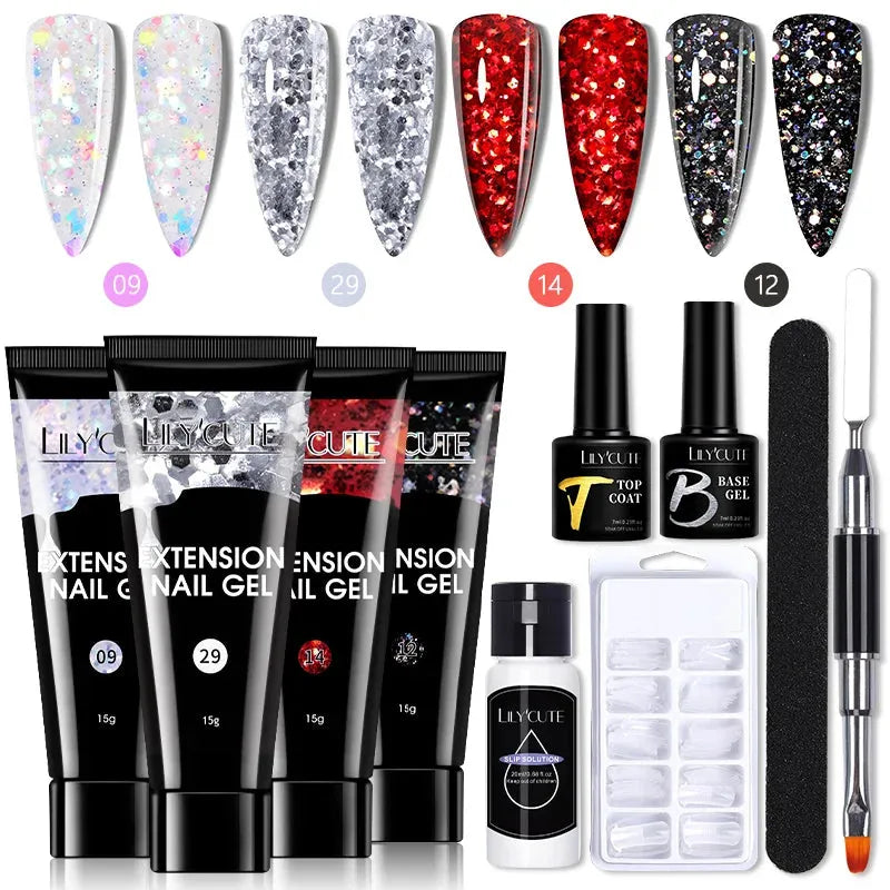 Nail Gel Set 6W LED Lamp Full Manicure Set Vernis Semi Permanent Quick Extension Nail Kit Gel Set For Nails Tool Kit - Shop & Buy