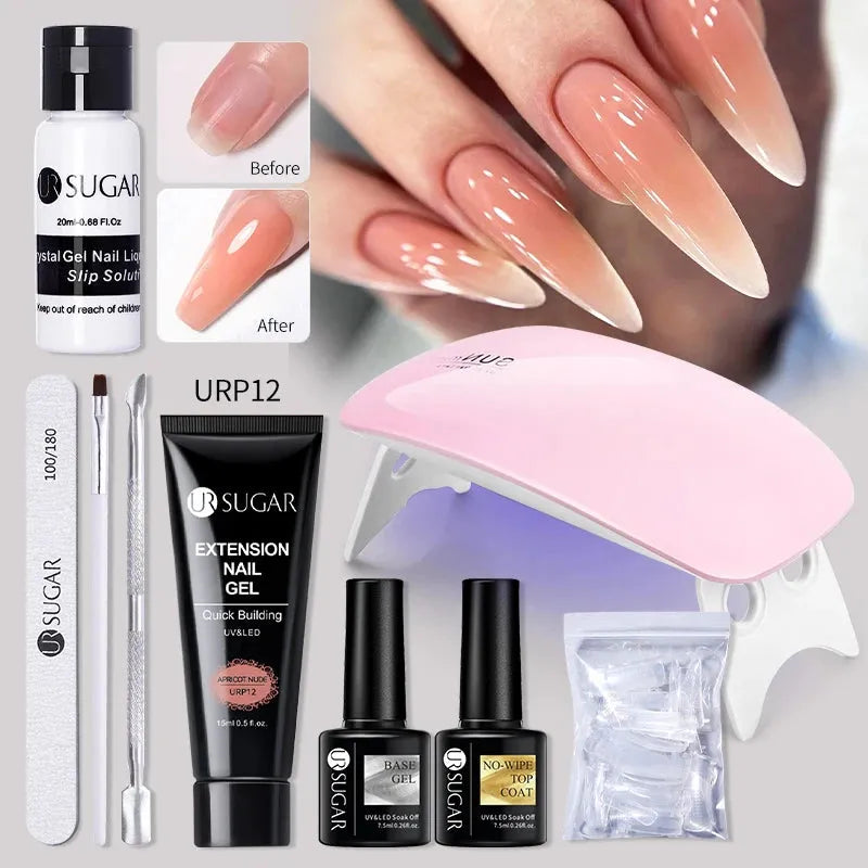 Acrylic UV Gel Extension Nail Gel Kit Nude Glitter Color Fast Building Gel Nail Polish All For Manicure Nail Art Design - Shop & Buy