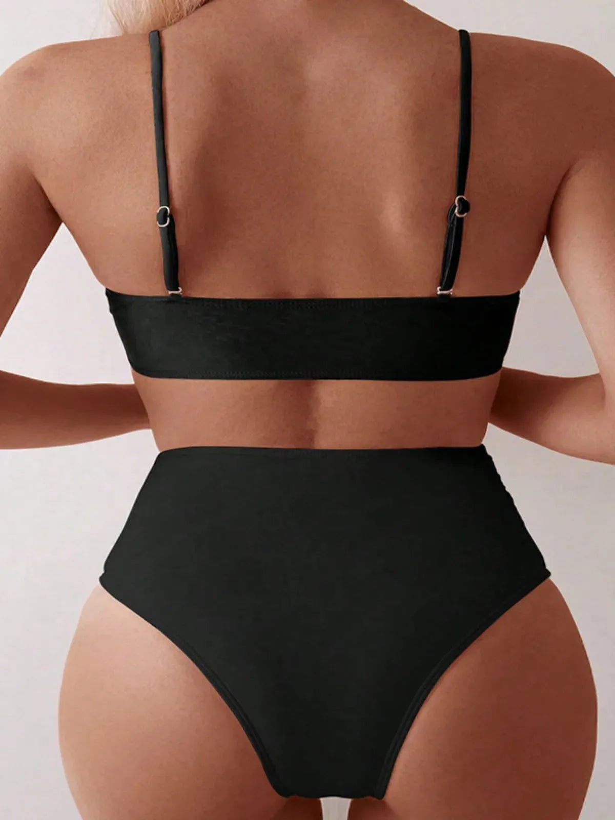 Women's Solid Color Two Piece Swimsuit Luxury Gemstone High Waist Bikini Set Sexy Suspender Backless Beachvacation Swimwear - Shop & Buy