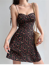 Load image into Gallery viewer, Bandage Summer Black Floral Short Dress 2024 Woman Sexy Clothes Suspenders Beach Vacation Sleeveless Backless Dresses
