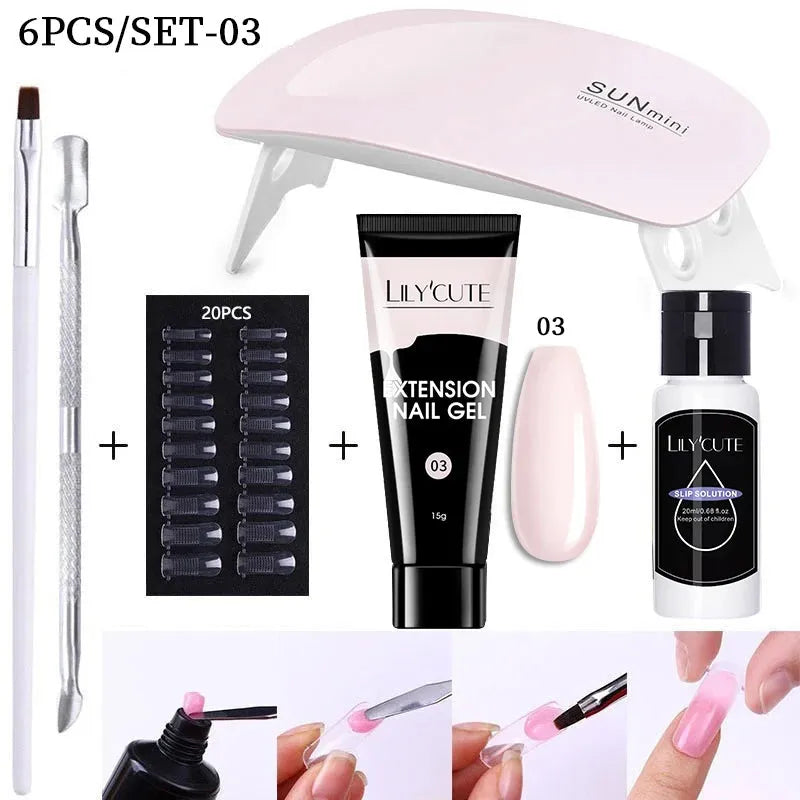 Nail Gel Set 6W LED Lamp Full Manicure Set Vernis Semi Permanent Quick Extension Nail Kit Gel Set For Nails Tool Kit - Shop & Buy