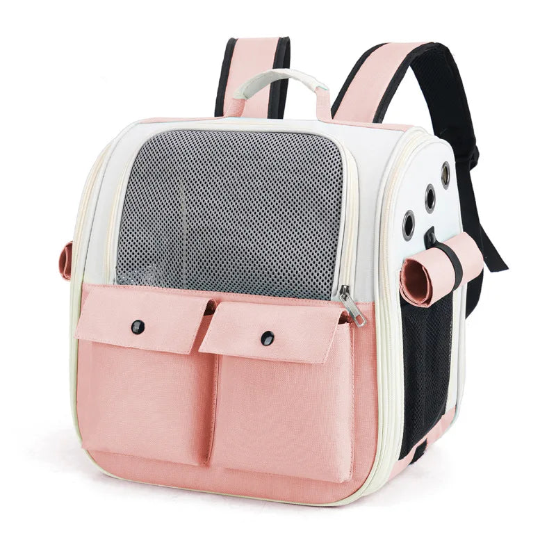 Ventilation Large Capacity Cat Carrier Backpack Adjustable Strap Pet Carrying Bag Foldable Cat Backpack for Outdoor Travel Pet