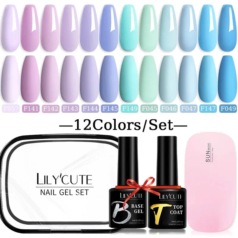 12PCs 7ml Spring Macaron Nail Gel Polish Set Semi Permanent UV Gel For Manicure Soak Off Gel Nail Polish Kit Varnishes - Shop & Buy