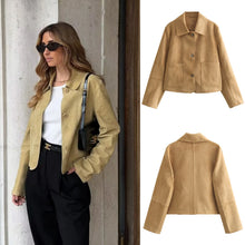 Load image into Gallery viewer, Summer New Casual Commuting Versatile Lapel Double Pocket Decorated Suede Jacket
