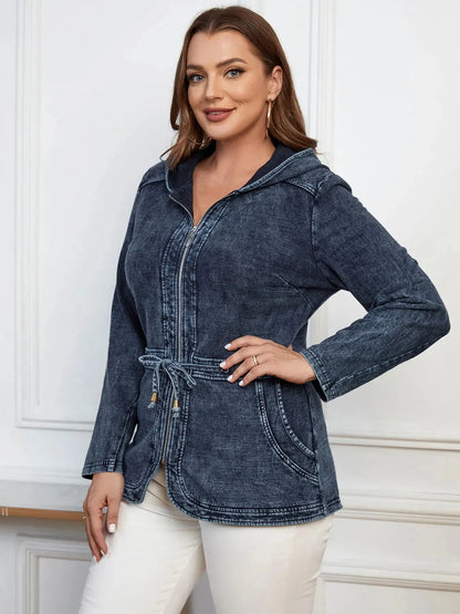 Women's Plus Size Denim Jacket Women's Casual High End Stretch Knit Denim Jacket - Shop & Buy