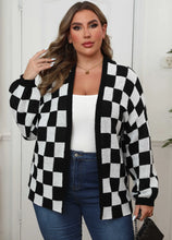 Load image into Gallery viewer, Winter Casual Plaid Plus Size Sweater Cardigan Women Open Front Large Cardigan Lady Loose Oversize Knitted Coat
