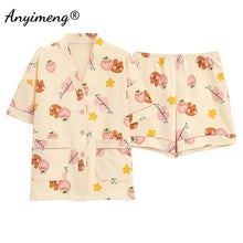 Load image into Gallery viewer, 5XL Summer Plus Size Kimono Cardigan Women Pajama Knitted Cotton Nightwear Cute Printing Sleepwear
