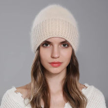 Load image into Gallery viewer, New Knitted Hat Women Warm Angora Rabbit Fur Cashmere Beanies Winter Casual Hats For Ladies Fashion Luxury Brand Cap
