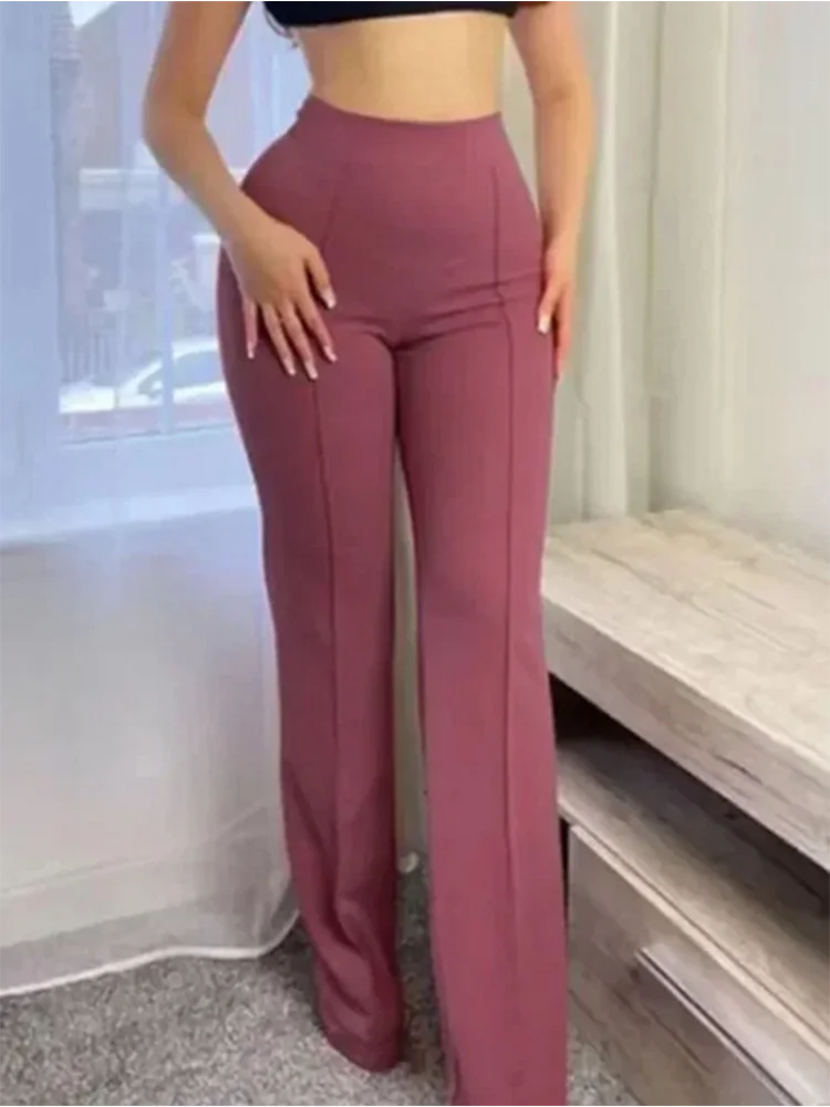 Women's Slim Bell-Bottoms Trousers Trendy Spring Autumn Pants Office Lady Solid Color Flared Trousers