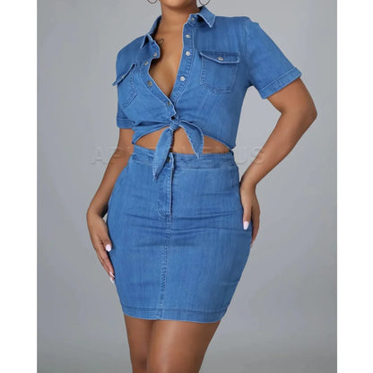 Summer Women Denim Mini Party Dresses Cowboy Clothing Lady Sexy Vintage Casual High Street Y2K Style Dress