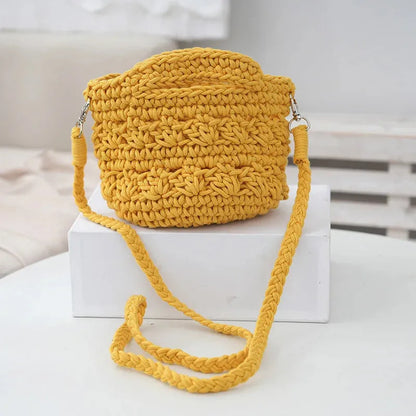 Women's Designer Bag Crochet Cross Shoulder Bag Soft Cotton Fabric Woven Aesthetic Fashion Casual Small Handbags - Shop & Buy