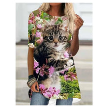 Load image into Gallery viewer, Fashion T-Shirts For Women Oversized Tops 3d Print Cat Graphic Loose Streetwear
