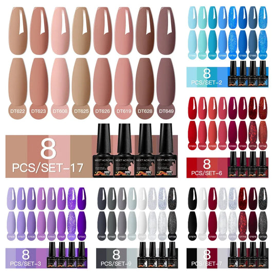 8/10/12PCS Nude Pink Gel Nail Polish Set Summer Multi-colored UV Gel All For Decoration Manicure Nail Art Varnish - Shop & Buy