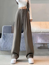 Load image into Gallery viewer, New Khaki Suit Pants for Women Party Elegant Autumn Thin Loose High Waisted Straight Stacked Pants
