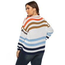 Load image into Gallery viewer, Winter Stripe Plus Size Sweater Women O-Neck Large Pullover Ladies Casual Loose Oversize Jumper Big Jerseys Curvy Knitwear
