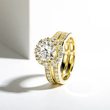 Load image into Gallery viewer, 2 Carat D Color All Moissanite 925 Sterling Silver Wedding Yellow Color Ring Sets
