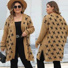 Load image into Gallery viewer, Winter Long Plaid Plus Size Sweater Cardigan Women Warm Large Cardigans Lady Casual Loose Oversize Knitted Coat
