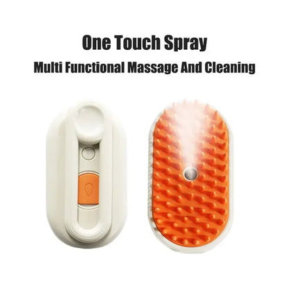 3-in-1 Dog and Cat Electric Brush Cleaning Steam Brush Spray Massage Comb Retractable Handle Pet Grooming Hair Removal Brush