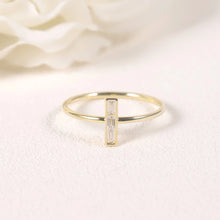 Load image into Gallery viewer, Unique Fashion Moissanite Rectangle Statement Band Ring 925 Sterling Silver  Baguette Bar Ring
