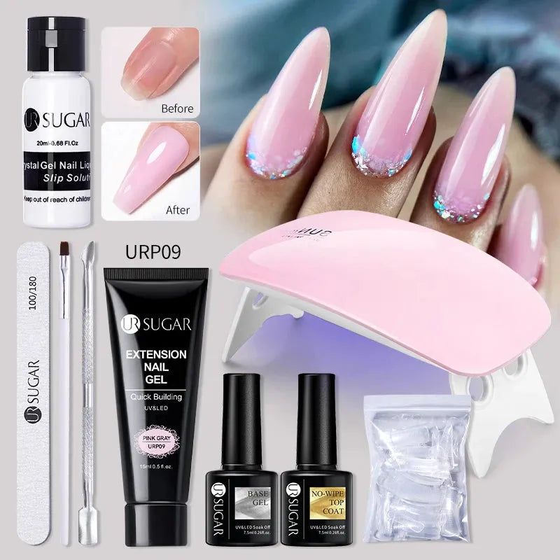 Acrylic UV Gel Extension Nail Gel Kit Nude Glitter Color Fast Building Gel Nail Polish All For Manicure Nail Art Design - Shop & Buy