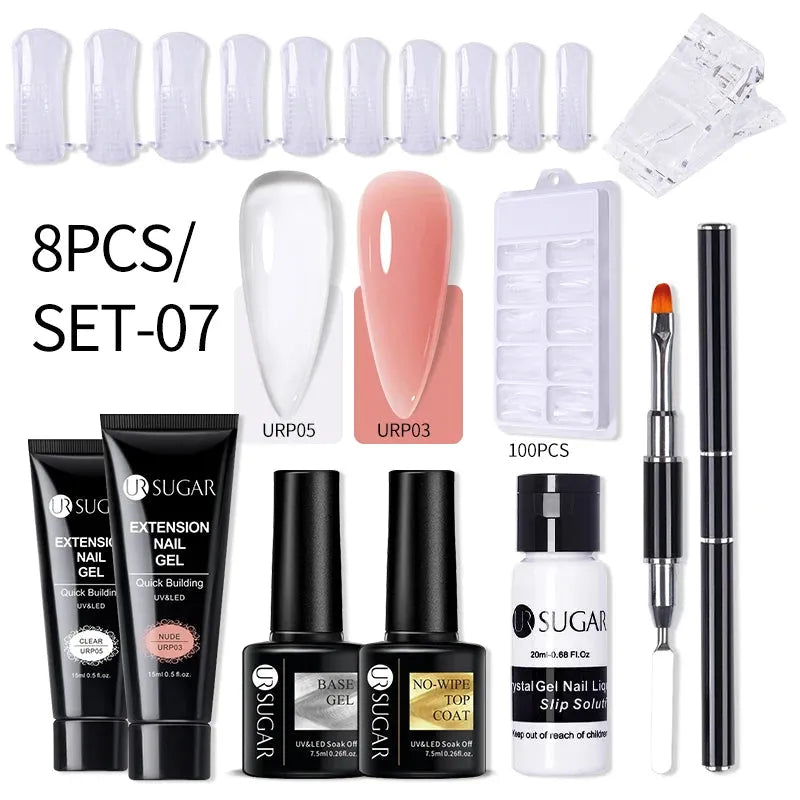 15ml Extension Gel Set Kits Semi Permanent Acrylic Hard Gel White Clear Nude Gel Nail Polish Nail Art Construction Gel - Shop & Buy