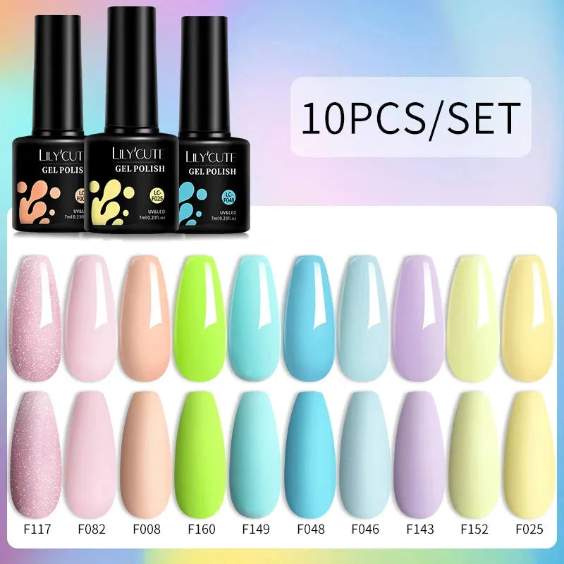 10PCS/Set Gel Nail Polish Brown Earth Coffee Color Series Gel Semi Permanent UV LED Gel Nail Art Soak Off Nail Gel Set - Shop & Buy