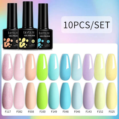 10PCS/Set Gel Nail Polish Brown Earth Coffee Color Series Gel Semi Permanent UV LED Gel Nail Art Soak Off Nail Gel Set - Shop & Buy