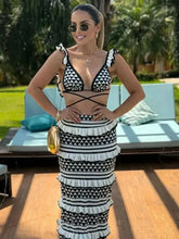 Load image into Gallery viewer, Ladies Striped Knitted Beach Skirt Sets Women Suit Sexy Backless Slim Bohemian Outfits
