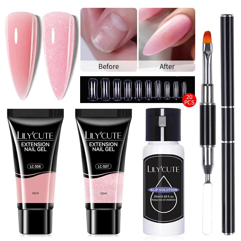 4PCs/Set Nail Extension UV Nail Gels Set Clear Nude Semi-permanent Quick Extension Set Nail Art Acrylic Gel Polish - Shop & Buy