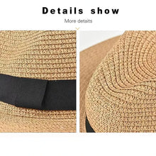 Load image into Gallery viewer, Large Size New Natural Panama Straw Hat Summer Men Women Wide Brim Beach UV Protection
