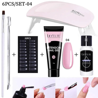 Nail Gel Set 6W LED Lamp Full Manicure Set Vernis Semi Permanent Quick Extension Nail Kit Gel Set For Nails Tool Kit - Shop & Buy