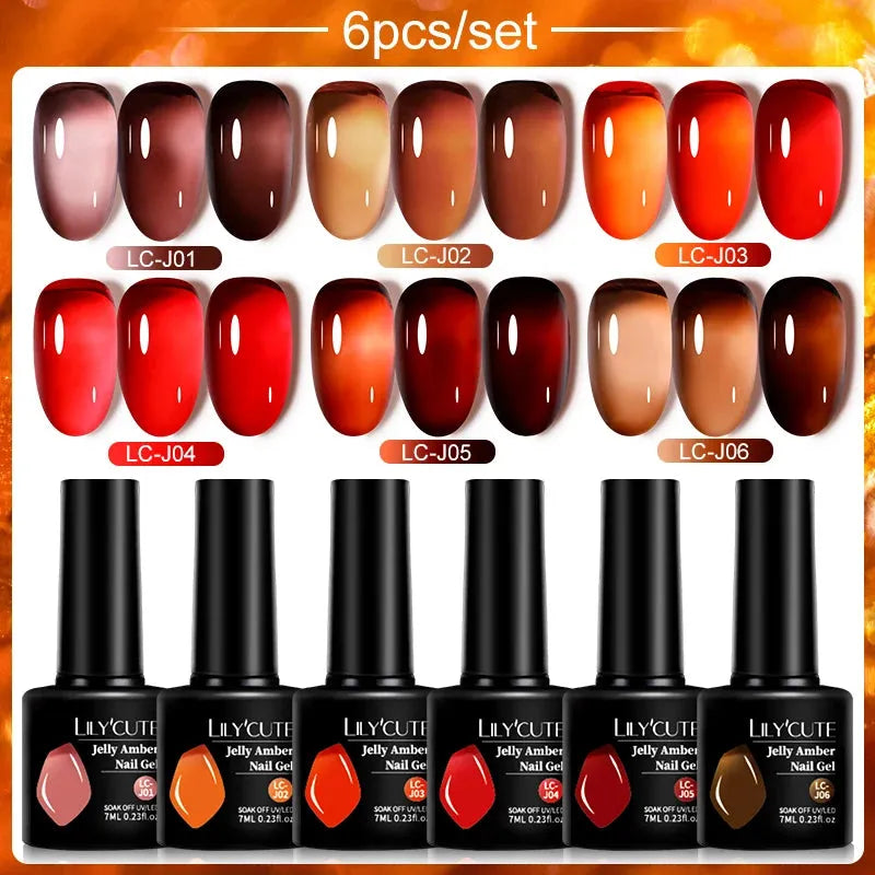 6PCS/SET Color Nail Gel Polish Set Kits Base Top Coat Varnish Soak Off UV Gel LED Semi Permanent All For Manicure - Shop & Buy