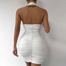 Load image into Gallery viewer, Sexy Ruffle V Deep Evening Party Dress Summer Short White Halter  Dresses
