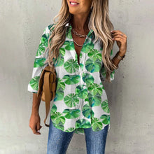 Load image into Gallery viewer, Spring Women&#39;s Blouse Long Sleeves Lucky Clover Printed Fashion Casual Button Down Shirts
