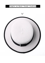 Load image into Gallery viewer, Summer outdoor M letter rhinestone flat brim sun hats Summer women&#39;s bowler hat Straw cap
