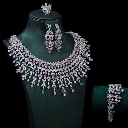 Luxury 5A Cubic Zirconia Dubai Wedding Jewelry Set for Women Party Prom Anniversary 2/4PCS CZ Bridal Accessories