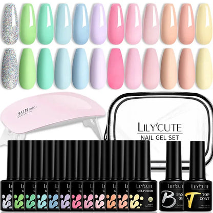 12PCs 7ml Spring Macaron Nail Gel Polish Set Semi Permanent UV Gel For Manicure Soak Off Gel Nail Polish Kit Varnishes - Shop & Buy