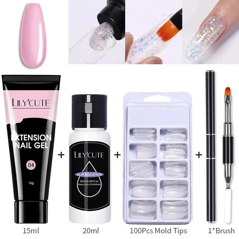 Extension Gel Nail Polish Kit Quick Extension Manicure Gel Set Finger Extend Mold Nail Brush Nail Art Tool Set Supplies - Shop & Buy