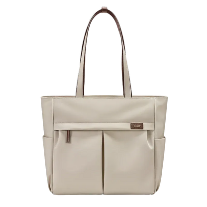 Women Work Tote Bag with Laptop Compartment Pockets Elegant Tote Bag Zipper Khaki Female Shoulder Bag - Shop & Buy