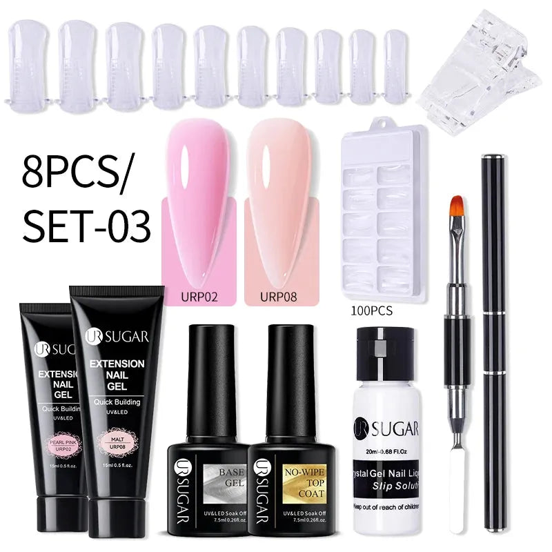 15ml Extension Gel Set Kits Semi Permanent Acrylic Hard Gel White Clear Nude Gel Nail Polish Nail Art Construction Gel - Shop & Buy