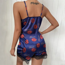 Load image into Gallery viewer, Summer Women Sexy Pajamas Set Satin Silk Lace Cami Vest Home Clothes Tops And Shorts Sleepwear
