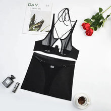 Load image into Gallery viewer, Spring Fashion New Hot Sexy Mesh Straps Gathered Female Erotic Lingerie Three-Piece Set
