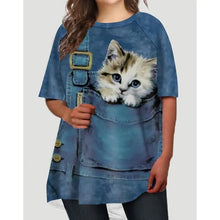 Load image into Gallery viewer, Fashion T-Shirts For Women Oversized Tops 3d Print Cat Graphic Loose Streetwear
