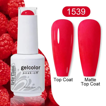 Cherry Red Color Gel Nail Polish Semi Permanent Gel Varnishes For Christmas Nail Art Design Glass Bottle Top Colorcard - Shop & Buy