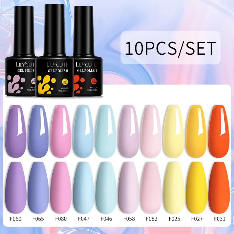 10PCS/Set Gel Nail Polish Brown Earth Coffee Color Series Gel Semi Permanent UV LED Gel Nail Art Soak Off Nail Gel Set - Shop & Buy